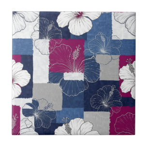 Coastal Tropical Hibiscus Pattern (5) Tile