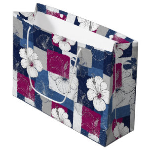 Coastal Tropical Hibiscus Pattern (6) Large Gift Bag