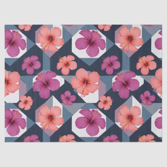 Coastal Tropical Hibiscus Pattern (8) Tissue Paper (Front)