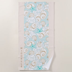 coastal turquoise sand beach Monogram beach towel