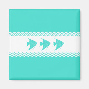 Coastal Turquoise White Stripe Angelfish Magnet