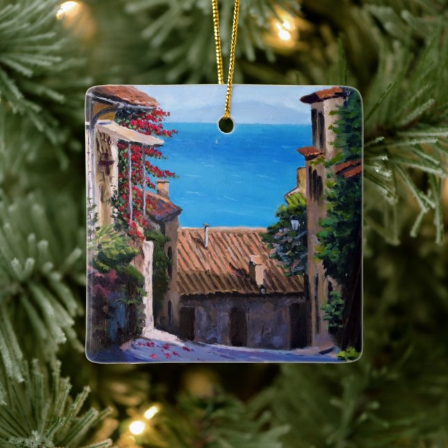 Coastal Tuscany Street View Ceramic Ornament (Tree)