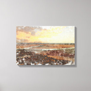Coastal Twilight: Ardrossan Beach Watercolour Canvas Print