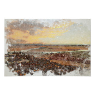 Coastal Twilight: Ardrossan Beach Watercolour Poster
