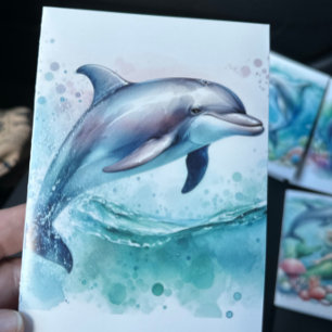 Coastal Under the Sea Dolphin Thank You Card