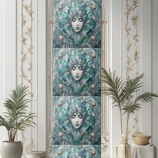 Coastal Underwater Blue Ocean Aquamarine Mermaid  Tile (Coastal Underwater Blue Ocean Aquamarine Mermaid Ceramic Tile)