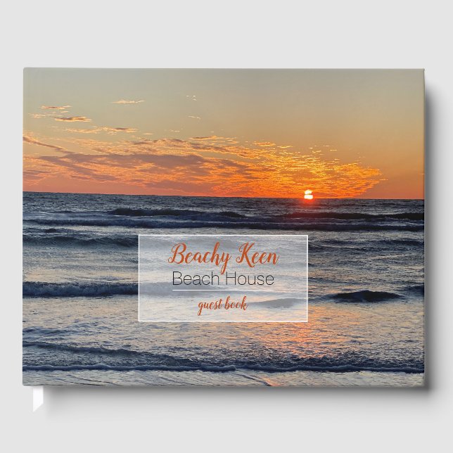 Coastal Vacation Rental Property Sunset Photo Guest Book (Front)