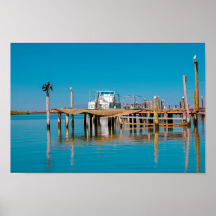 Coastal Velddrif South Africa Landscape Boat Birds Poster
