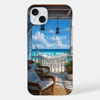 Coastal Veranda with Hammock and Turquoise Sea iPhone 15 Plus Case