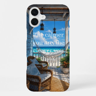 Coastal Veranda with Hammock and Turquoise Sea iPhone 16 Plus Case