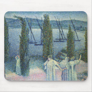 Coastal View with Cypress Trees, 1896 Mouse Mat