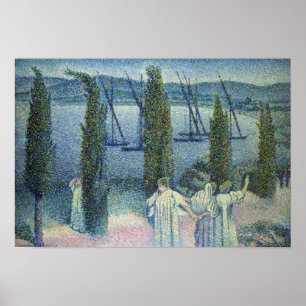 Coastal View with Cypress Trees, 1896 Poster