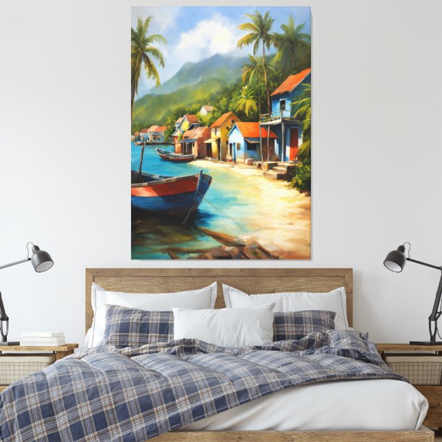 Coastal Village Haven Canvas Print (Insitu(Bedroom))