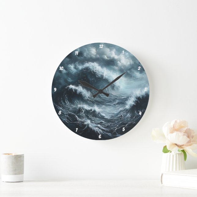 Coastal Vista Tropical Beach  Large Clock (Home)