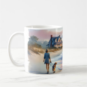 Coastal Walk to Lighthouse at Sunset Coffee Mug