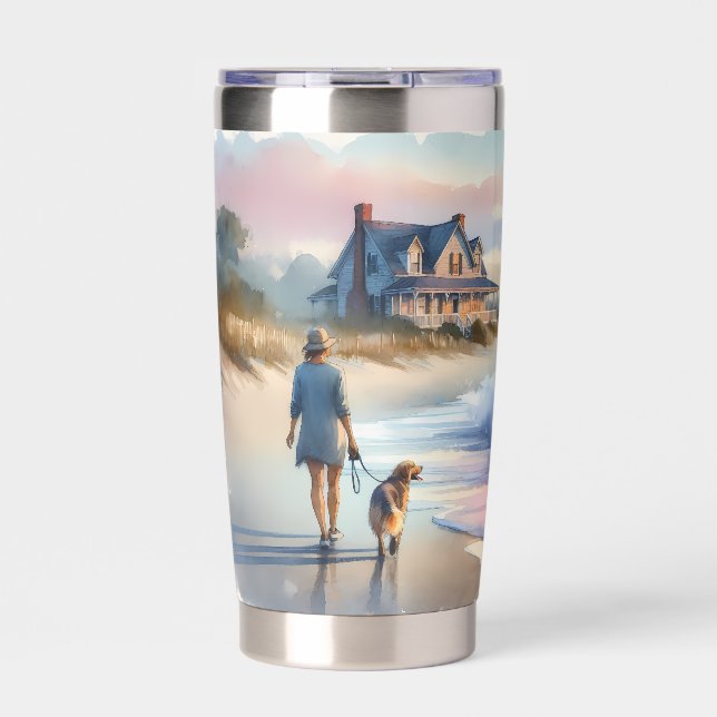 Coastal Walk to Lighthouse at Sunset Insulated Tumbler (Front)