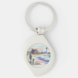 Coastal Walk to Lighthouse at Sunset Key Ring