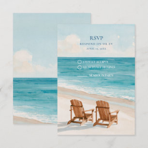 Coastal Watercolor Beach Photo RSVP Card