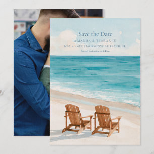 Coastal Watercolor Beach Photo Save The Date