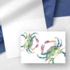 Coastal Watercolor Blue Crab Cards Blank Inside