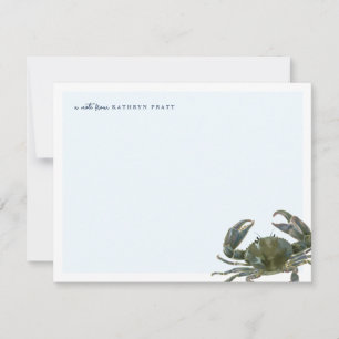 Coastal Watercolor Blue Crab  Personal Stationery Card