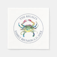 Coastal Watercolor Blue Crab Personalised