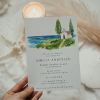 Coastal Watercolor Chapel Ocean Bridal Shower 