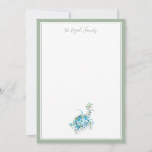 Coastal Watercolor Christmas Sea Turtle Notecards