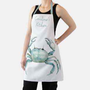 Coastal Watercolor Crab Personalised Apron