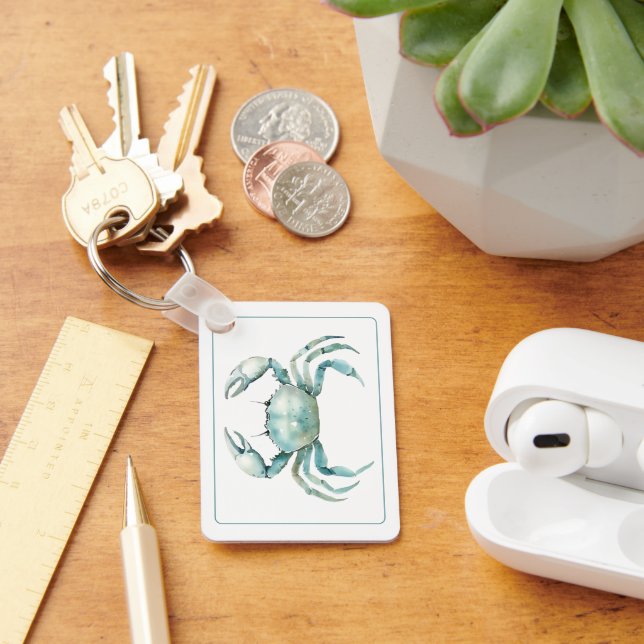 Coastal Watercolor Crab Personalised Key Ring (Desk)