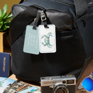 Coastal Watercolor Crab Personalised Luggage Tag