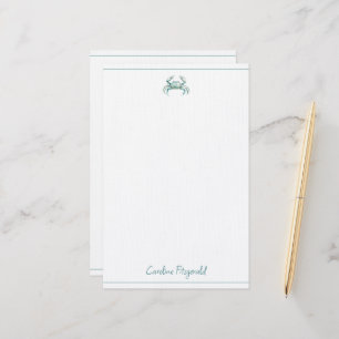 Coastal Watercolor Crab Personalised Stationery