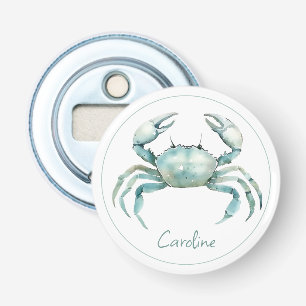 Coastal Watercolor Crab Personalized Bottle Opener