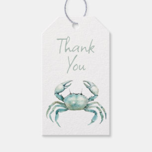 Coastal Watercolor Crab Personalized Gift Tags