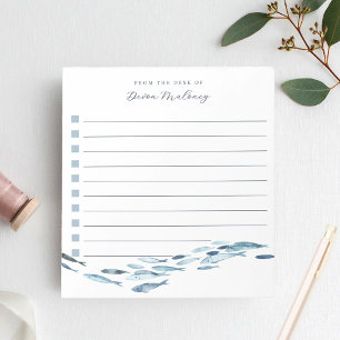 Coastal Watercolor Fish Personalised Lined To-Do Notepad