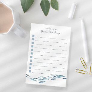 Coastal Watercolor Fish Personalised To-Do List Post-it Notes