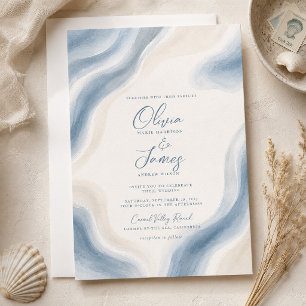 Coastal Watercolor Modern Wedding Invitation