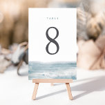 Coastal Watercolor Ocean Wedding Table Number<br><div class="desc">Guide guests to their seats with this 3.5x5 table number card from the Low Tide collection by Navy Road Creative. Featuring modern typography and a soft watercolor ocean design in misty blue tones,  it’s the perfect coastal touch for your beach or destination wedding reception.</div>