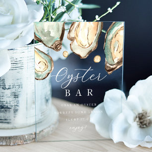 Coastal Watercolor Oyster Bar Sign