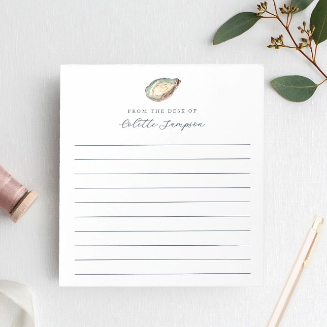 Coastal Watercolor Oyster Personalised Lined Notepad (Creator Uploaded)