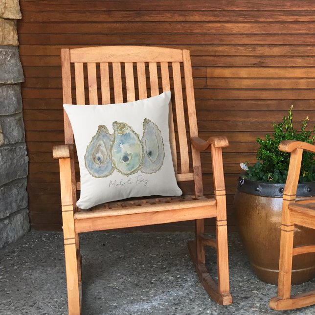 Coastal Watercolor Oyster Trio Cushion (Creator Uploaded)