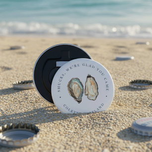 Coastal Watercolor Oyster Wedding Favor Bottle Opener