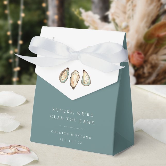 Coastal Watercolor Oyster Wedding Favour Box (Creator Uploaded)