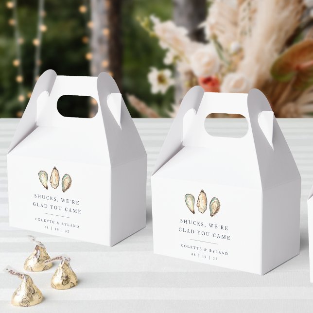 Coastal Watercolor Oyster Wedding Favour Box (Creator Uploaded)