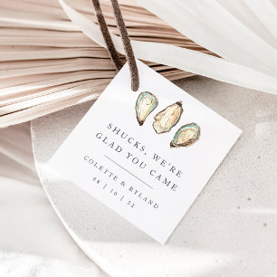 Coastal Watercolor Oyster Wedding Favour Tags