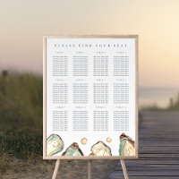 Coastal Watercolor Oyster Wedding Seating Chart