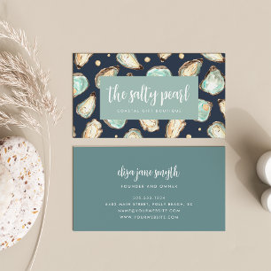 Coastal Watercolor Pearl & Oyster Business Card