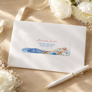 Coastal Watercolor Santorini Greece Address
