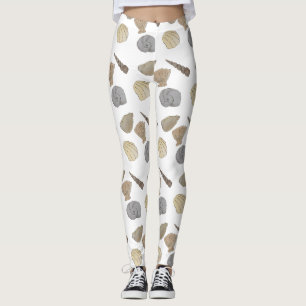 Coastal Watercolor Sea Shells Leggings