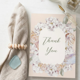 Coastal Watercolor Shells and Floral Baby Shower Thank You Card